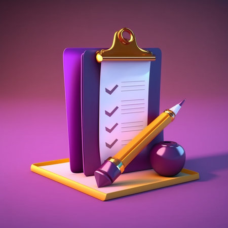 3D Checklist with pencil Ai generativeの素材