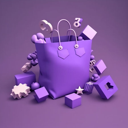 3D Floating Shopping bags Ai generativeの素材