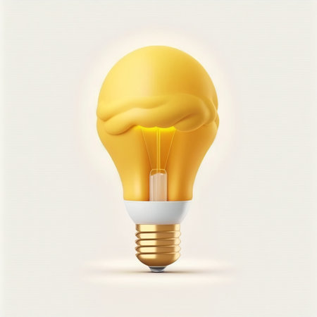 3D Light Bulb realistic icon Ai generativeの素材