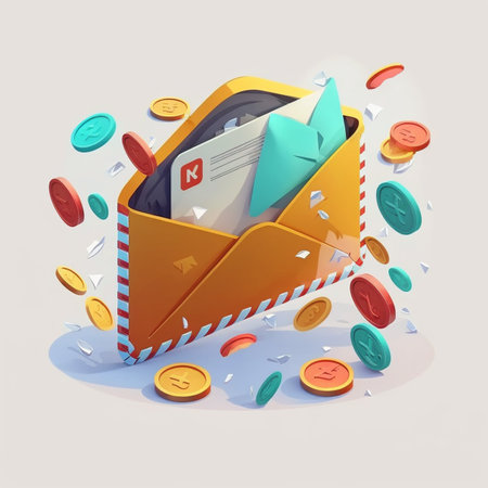 3D Opened envelope with money Ai generativeの素材