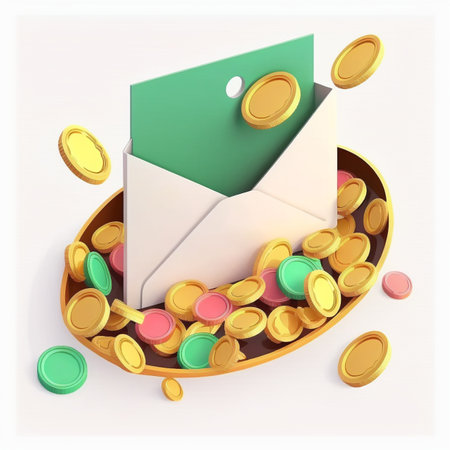 3D Opened envelope with money Ai generativeの素材