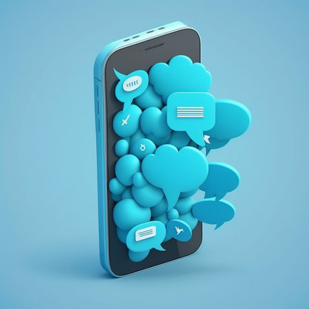 3D Mobile Phone with notification Ai generativeの素材