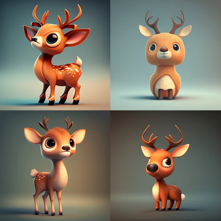 A cute cartoon Deer character Ai generativeの素材