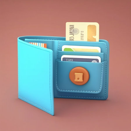 3D Wallet with Credit card and coinの素材