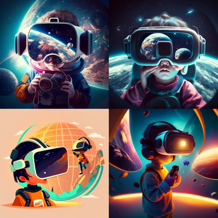 Metaverse and kid concept Ai generativeの素材