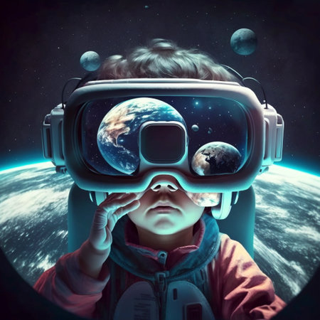 Metaverse and kid concept Ai generativeの素材