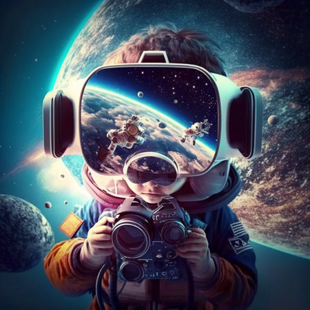 Metaverse and kid concept Ai generativeの素材