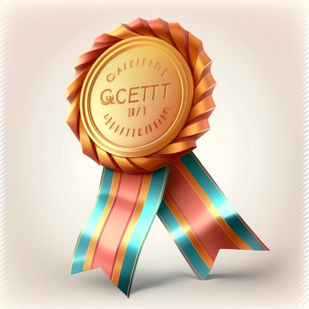 3D Award medal with check mark and ribbon certificate Ai generativeの素材