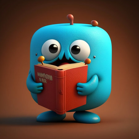 A cute cartoon book charの素材