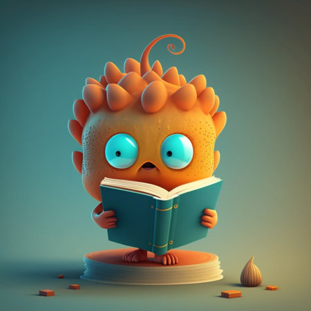 A cute cartoon book charの素材