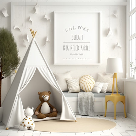 kids room frame mockup poster mockupの素材