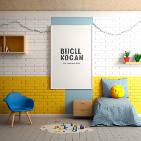 kids room frame mockup poster mockupの素材