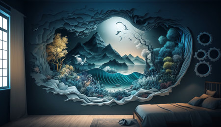 Transform Your Room with this Beautiful 3D Wallpaper generative Aiの素材