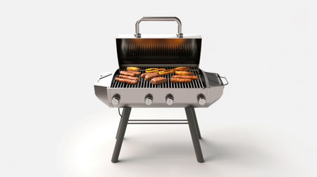 BBQ Grill 3D rendering of a barbecue grill with sizeの素材