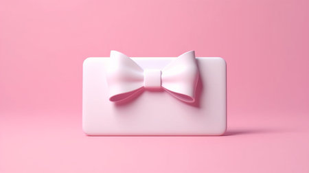 Blank white gift card with pink ribbon bowの素材