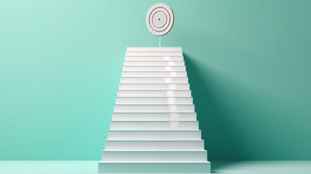 White stairs to goal target dartboard the businessの素材