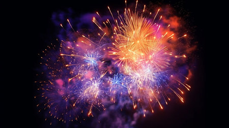 bright fireworks with white backgroundの素材