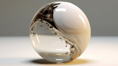 glassy abstract sphere creamy white backgroundの素材