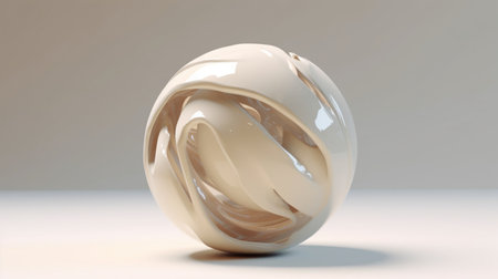 glassy abstract sphere creamy white backgroundの素材