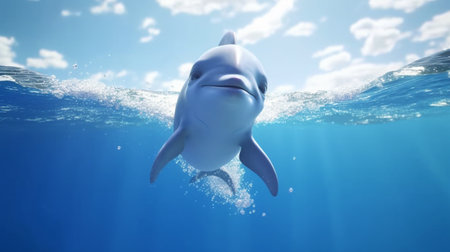 A dolphin version cartoon style Isometric angleの素材