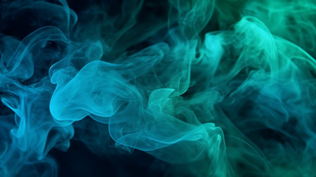 Abstract backdrop Cloud of green and blue smokeの素材