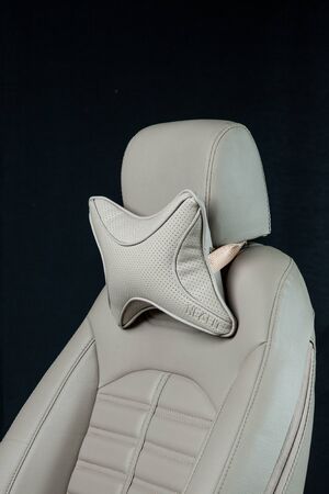 close up of a leather  car seat coverの写真素材