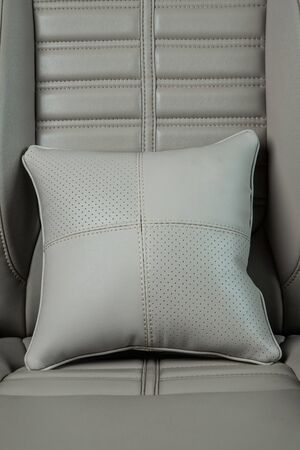 close up of a leather  car seat coverの写真素材