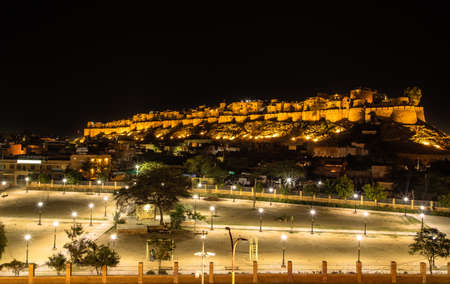 night view of jaisalmer fort,rajasthan,indiaのeditorial素材