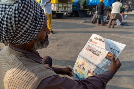 farmers are protesting at delhi border against the new farm law.のeditorial素材