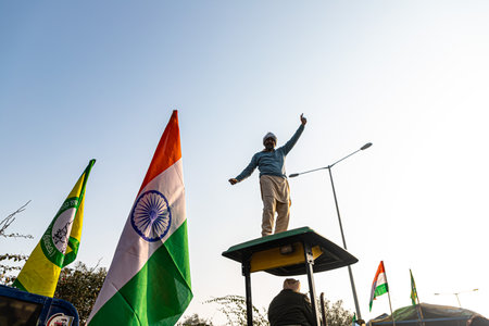 a group of farmers serving food during farmers protest at tikri border,delhi, india.