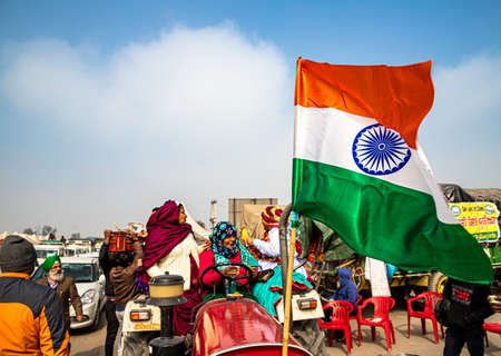 portrait of a farmer during the farmers protest at singhu border.