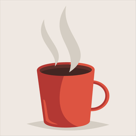 Red cup of hot coffee. Vector cartoon icon isolated on a background.のイラスト素材