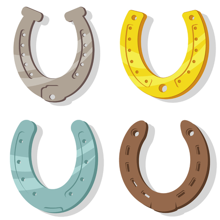 Horseshoe vector cartoon set of icons isolated on white background.のイラスト素材