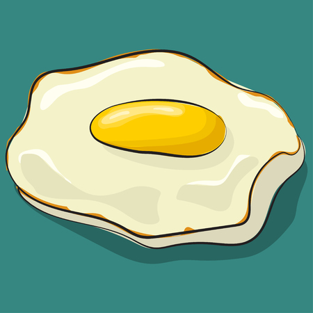 Fried egg isolated on background. Traditional breakfast. Vector cartoon food icon.のイラスト素材