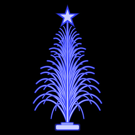 Fiber optic Christmas tree with star vector icon isolated on a black background.のイラスト素材