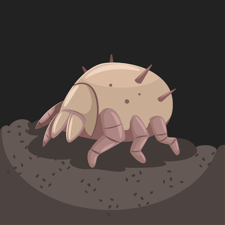 Bed dust mite close-up. Vector cartoon flat illustration of an insect allergy isolated on a background.のイラスト素材
