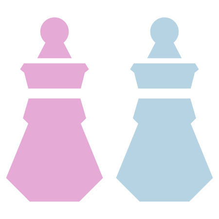 Baby bottle vector icon of pink and blue colors for boy and girl isolated on white background.のイラスト素材