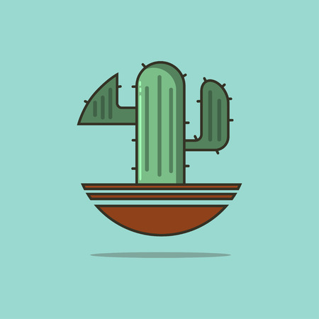 Cactus in a pot flat vector icon isolated on background.のイラスト素材