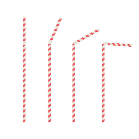 Striped drinking straw for cocktails, water, juice. Vector flat illustration isolated on background.のイラスト素材