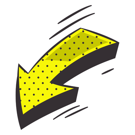 Yellow arrow comic book element. Vector cartoon icon isolated on a white background.のイラスト素材