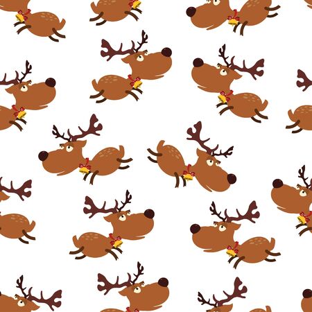 Reindeer seamless pattern on a white background. Vector holiday wallpaper, texture, ornament etc.のイラスト素材
