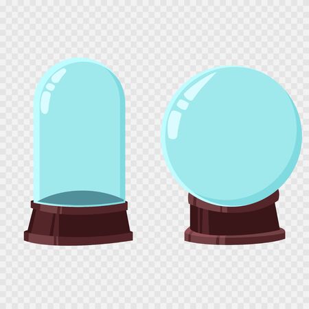 Christmas snow globe template vector cartoon set. Empty glass ball isolated on a transparent background.のイラスト素材