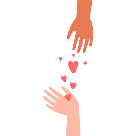 Hands and hearts vector concept illustration isolated on white background.のイラスト素材