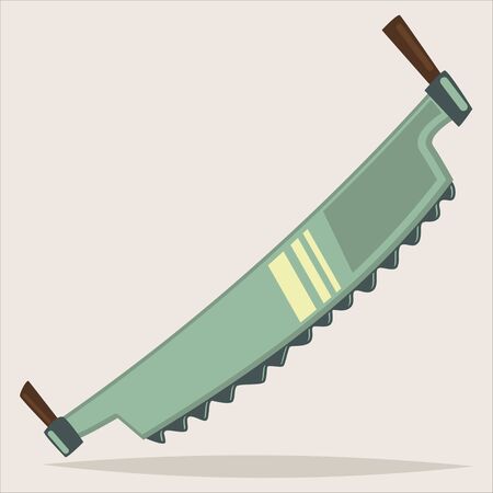 Two-man saw isolated on background. Woodworking tools icon. Vector cartoon illustration.のイラスト素材