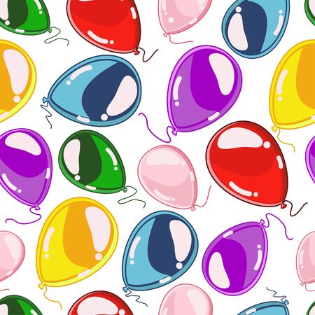 Beautiful balloons seamless pattern on a white background. Vector texture for decoration cards, banners, postcards, wallpaper and ect. for Birthday and other holidays and events.のイラスト素材