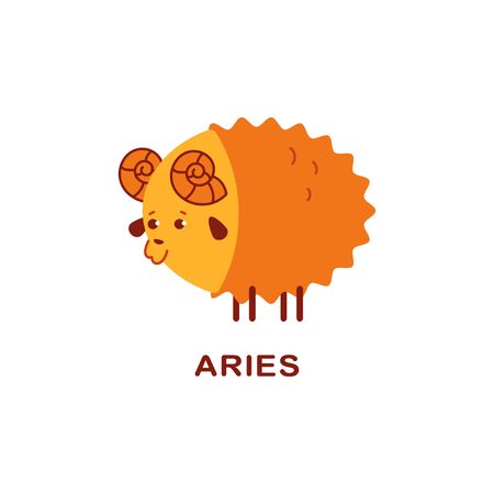Aries cute zodiac sign vector cartoon character isolated on a white background.のイラスト素材