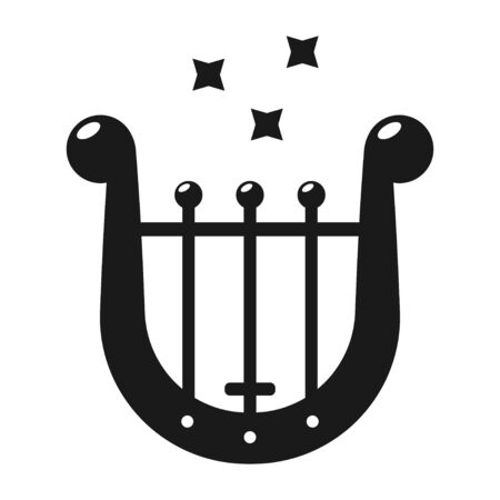 Harp vector black silhouette icon isolated on a white background.のイラスト素材