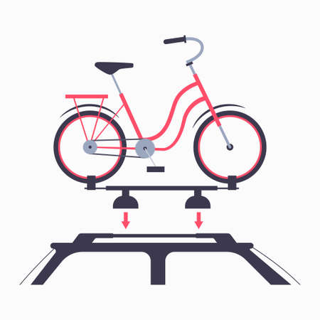 Bike rack for car roof vector flat illustration isolated on a white background.のイラスト素材