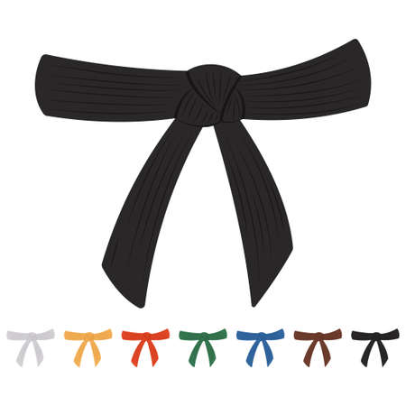 Karate belts vector cartoon set isolated on a white background.のイラスト素材