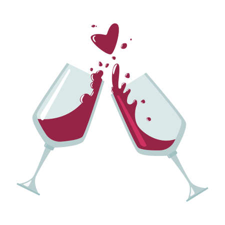 Cheers wine glasses vector flat icon isolated on a white background.のイラスト素材
